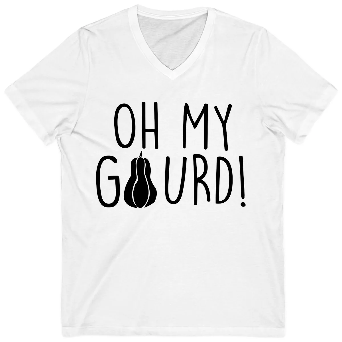 Oh My Gourd Thanksgiving Pun Design V-Neck in White